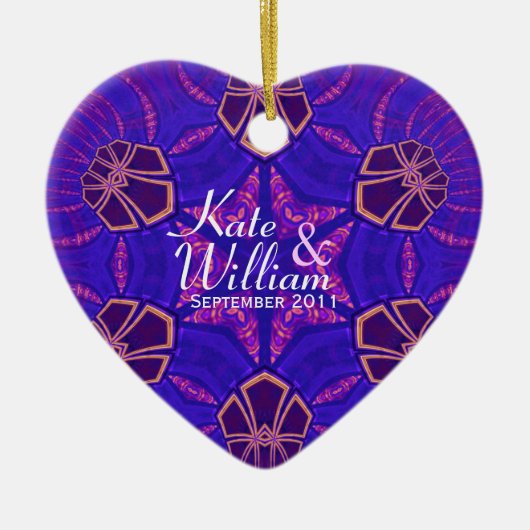 Paars Love Heart Valentijn Wedding Ornament (Voorkant)