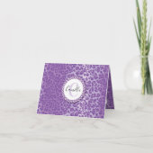 Paars luipaard patroon met aangepaste monogram en  bedankkaart (Voorkant)