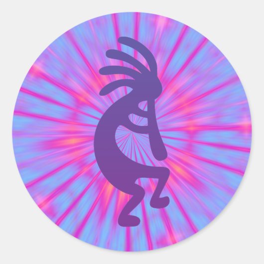 Paars Magic Kokopelli Ronde Sticker (Voorkant)