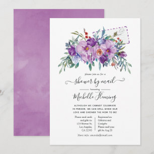 Paars Magnolias en Rozen Baby shower per post Kaart