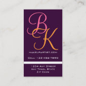 Paars Makeup Artist Monogrammen Visitekaartje (Achterkant)