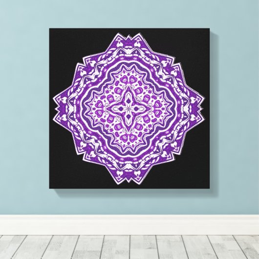paars mandala omwikkeld doek canvas afdruk (Insitu (Houten vloer))