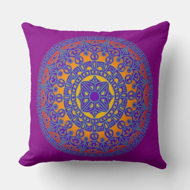 Paars Mandala Pillow Kussen (Voorkant)