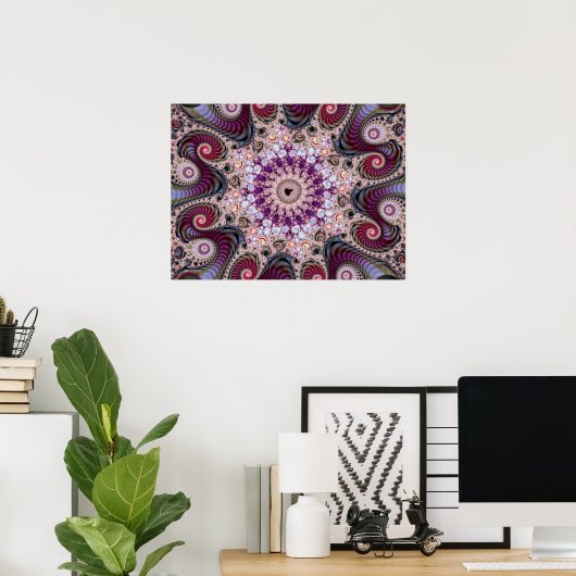 Paars Mandelbrot Fractal Poster (Thuiskantoor)