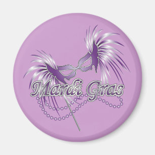 Paars Mardi Gras Masker Magneet
