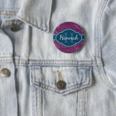 Paars marmer Pattern Blauwgroen Monogram Ronde Button 5,7 Cm (In situ)