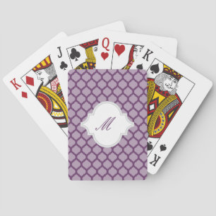Paars Marokkaans patroonpatroon met monogram speel Pokerkaarten