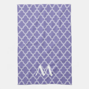 Paars Marokkaanse Moods Quatrefoil met Initiaal Theedoek