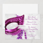 Paars Masker Beads Mardi Gras Uitnodiging (Voorkant / Achterkant)