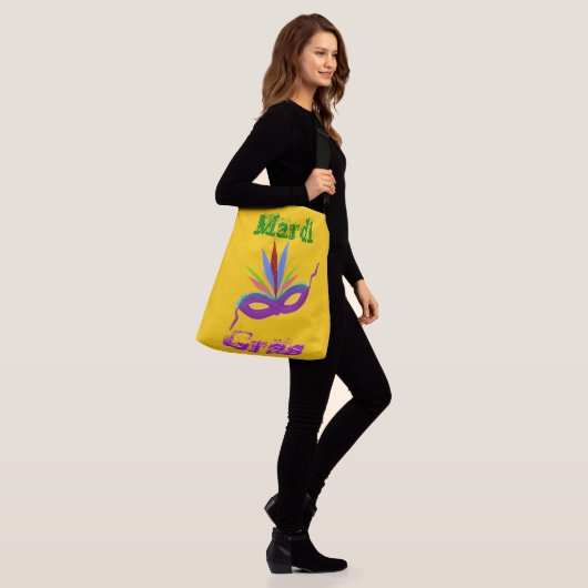 Paars Masker Mardi Gras Canvas tas (Op model)