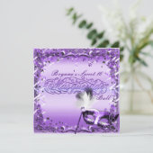 Paars Maskerade Masker Elegant Bal Feest Kaart (Staand voorkant)