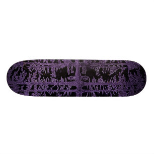 paars, mauve, zwart bos, in de bossen, coupl skateboard