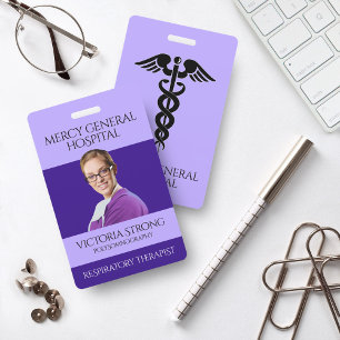 Paars medisch therapeut Caduceus ziekenhuis badge