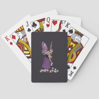 Paars meisje met gloeiende sterren Pokerkaarten