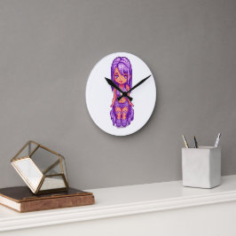 Paars meisje ronde klok