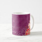 Paars met Big Flowers Coffee Pot Mok (Voorkant rechts)