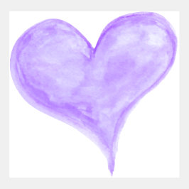 Paars met de hand geschilderd aquarel hart