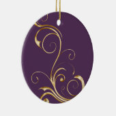 Paars met  gouden zirls kerstversiering keramisch ornament (Rechts)