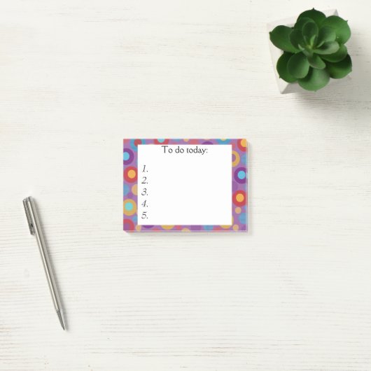 Paars met kleurrijke Stippen Post it Note (Kantoor)