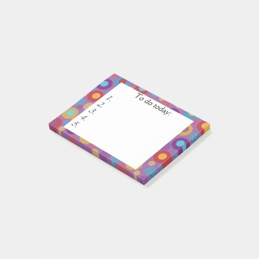 Paars met kleurrijke Stippen Post it Note (Schuin)