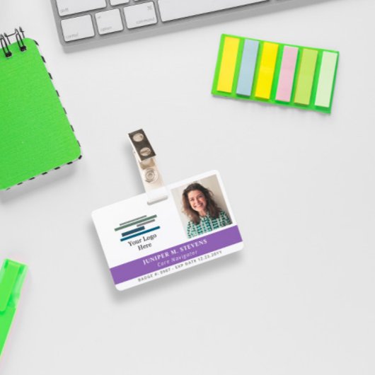 Paars met Logo- & fotomedewerker-ID Badge