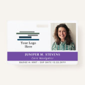 Paars met Logo- & fotomedewerker-ID Badge (Voorkant)