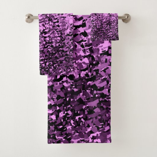 Paars met zwart Abstract patroonontwerp Bad Handdoek (Insitu)