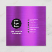 Paars metaal QR Code Business Logo Visitekaartje (Achterkant)