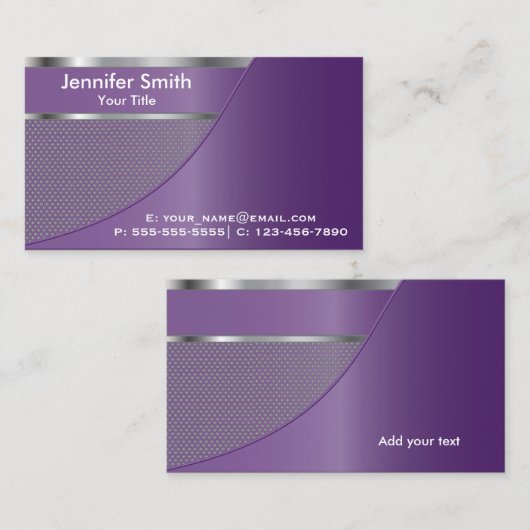 Paars Metal Mesh | Elegant Designed Sjabloon Visitekaartje (Voorkant / Achterkant)