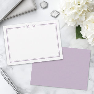Paars Minimalistisch Monogram Notitiekaartje