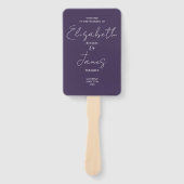 Paars Minimalistisch Script Huwelijksprogramma Handwaaier (Voorkant)