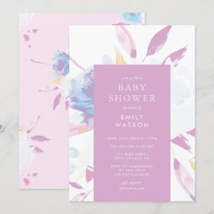 Paars modern Baby shower Waterverf Kaart