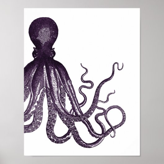 Paars Modern Octopus Poster (Voorkant)