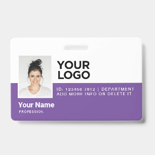 Paars Modern Personeel Foto ID Beveiliging Badge