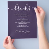 Paars modern script huwelijksdrankenmenu flyer (Hand)