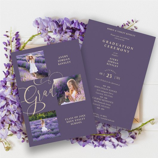 Paars Modern Typografie Afstudeerder Drie Foto's v