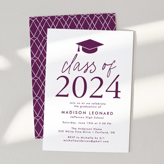 Paars | Moderne klasse 2023: Graduation Party Kaart