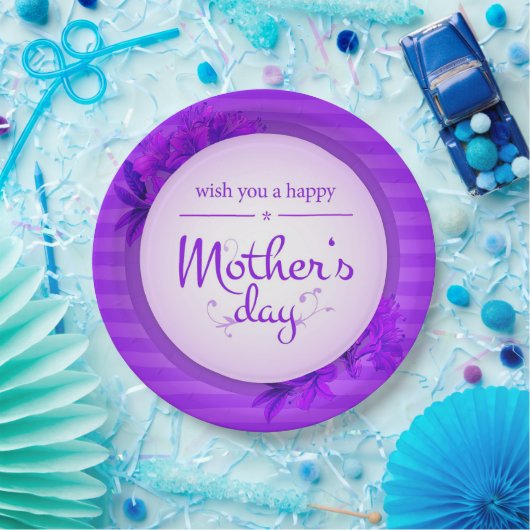 Paars Moederdag Papieren Bordje (Feest)
