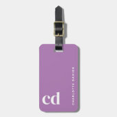 Paars monogram bagagelabel (Voorkant verticaal)