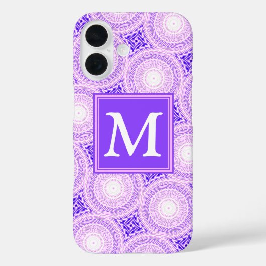Paars monogram cirkelpatroon Case-Mate iPhone case (Achterkant)