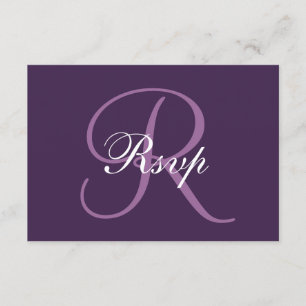 Paars monogram   Elegant Wedding RSVP-kaart RSVP Kaartje
