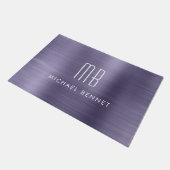 Paars monogram geborsteld metaal deurmat (Schuin)