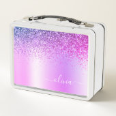 Paars monogram Glitter Sparkle Girly Script (Achterkant)