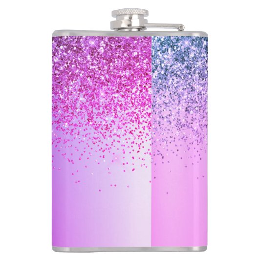 Paars monogram Glitter Sparkle Girly Script Heupfles (Achterkant)