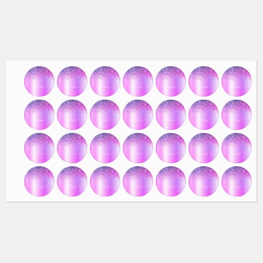 Paars monogram Glitter Sparkle Girly Script Labels (Vel)