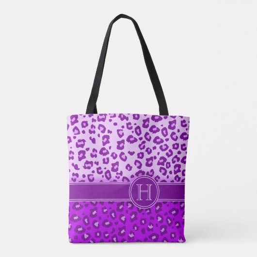 Paars monogram handschrift tote bag (Achterkant)
