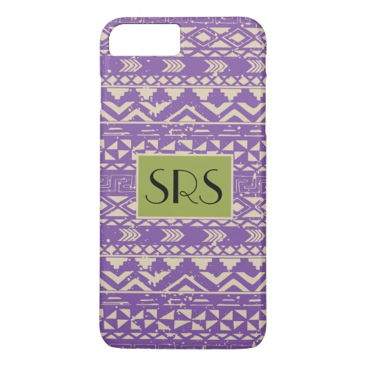 Paars monogram patroonmonogram Case-Mate iPhone case (Achterkant)