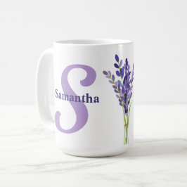 Paars monogram van het Manuscript van Lavender met Koffiemok