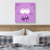 Paars Monster Face Wrapped Canvas (Insitu (Slaapkamer))