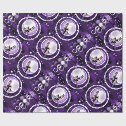 Paars Moon Child Wrapping Paper Cadeaupapier (Vlak)